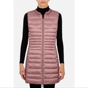 Save The Duck Cindy Long Puffer Zip Vest Misty Rose-sz Medium